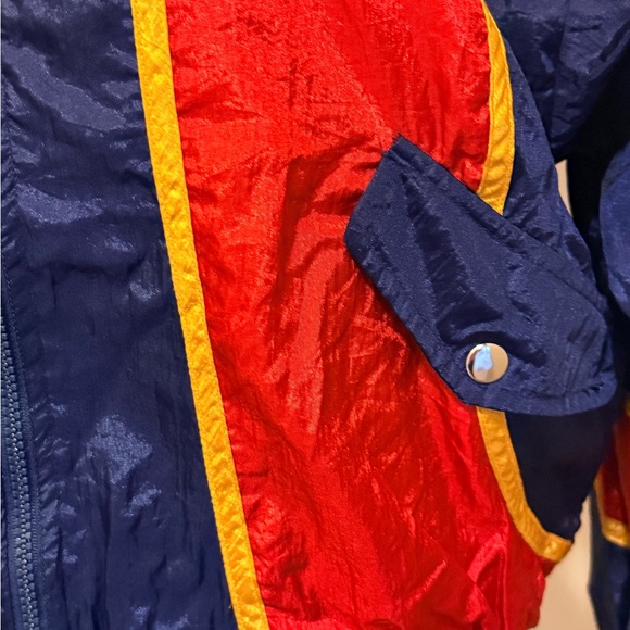 Vintage Retro Athletic Works Navy and Red Track Windbreaker Jacket - Picture 5 of 7
